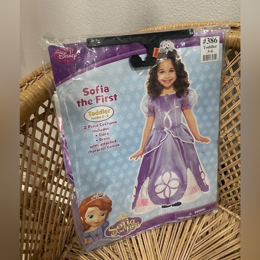 Disney Sofia the First Toddler Halloween Costume Size 3-4 Purple Dress Tiara NEW